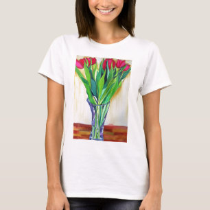Rosa und rote Tulpen Aquarellkunst T-Shirt