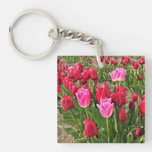 Rosa und rote Tulpen Schlüsselanhänger
