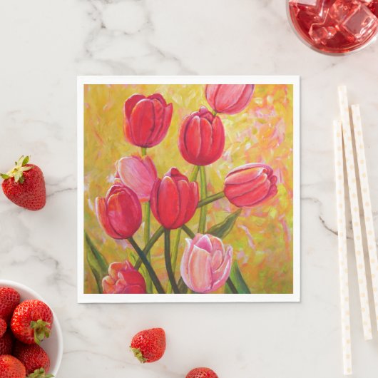 Rosa und Rote Tulpen. Serviette (Beispiel)