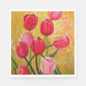 Rosa und Rote Tulpen. Serviette (Vorderseite)