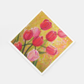 Rosa und Rote Tulpen. Serviette (Ecke)