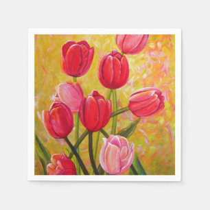 Rosa und Rote Tulpen. Servietten
