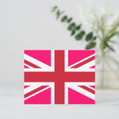 Rosa und Rote Union Jack Postkarte (Stehend Vorderseite)