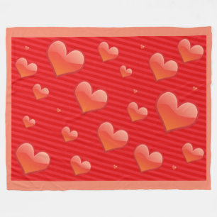 Rosa und rote Valentine Herz und Streifen Fleecedecke
