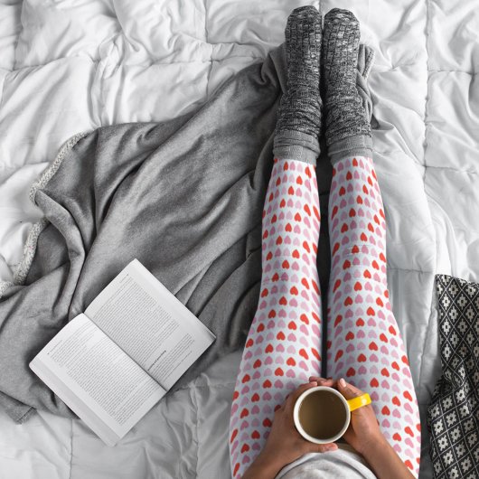 Rosa und rote Valentine Liebe Herzmuster Leggings