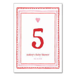 Rosa und Rote Valentine Party Tischnummer