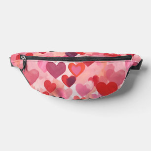 Rosa und rote Wasserfarbe-Herzen Romantische Koket Bauchtasche