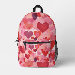 Rosa und rote Wasserfarbe-Herzen Romantische Koket Bedruckter Rucksack