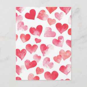 Rosa und rote Wasserfarben Herzschlag Valentinus G Postkarte