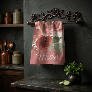 Rosa und rote Wasserfarbenrosen anpassbar   Geschirrtuch