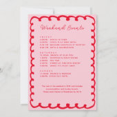 Rosa und Rote Wave Bachelorette Wochenendreise Einladung (Rückseite)