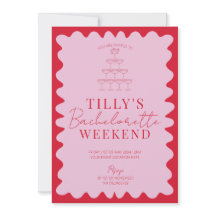 Rosa und Rote Wavy Hen Weekend Party Einladung