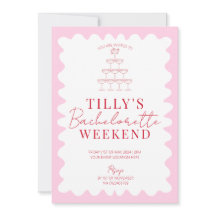 Rosa und Rote Wavy Hen Weekend Party Einladung