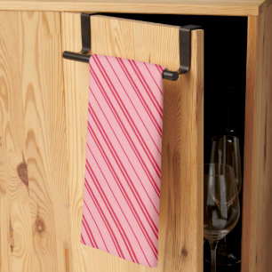 Rosa und rote Weihnachts-Candy-Cane-Streifen Geschirrtuch