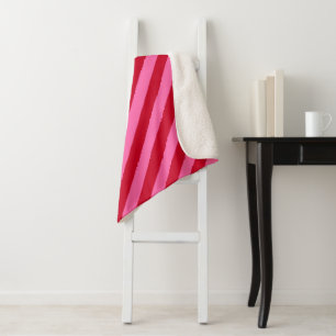 Rosa und rote Weihnachts-Pfefferminz-Streifen Sherpadecke