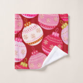 Rosa und rote Weihnachtsbaumchen Badhandtuch Set (Waschlappen)