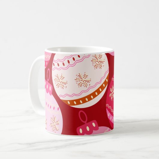 Rosa und rote Weihnachtsbaumchen Kaffeetasse (Vorderseite Links)