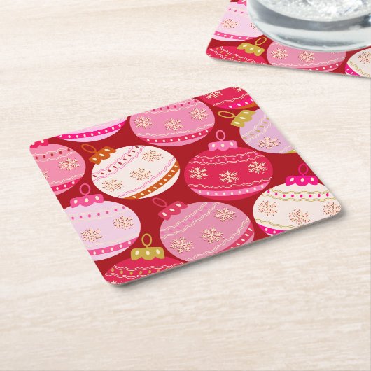 Rosa und rote Weihnachtsbaumchen Rechteckiger Pappuntersetzer (angewinkelt)