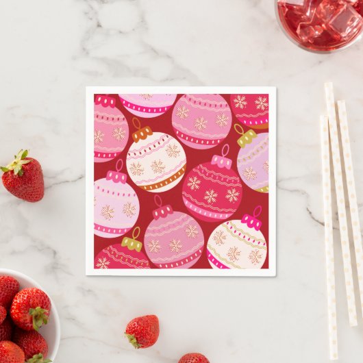 Rosa und rote Weihnachtsbaumchen Serviette (Beispiel)