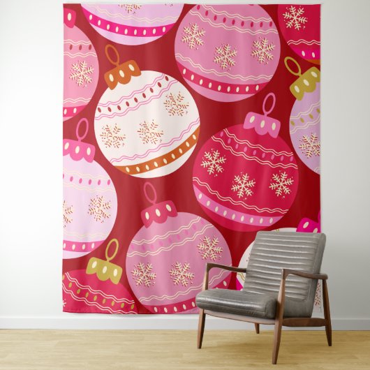 Rosa und rote Weihnachtsbaumchen Wandteppich (Beispiel)