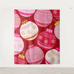 Rosa und rote Weihnachtsbaumchen Wandteppich