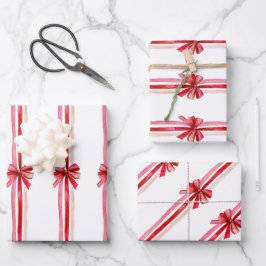 Rosa und rote Weihnachtsbäume Geschenkpapier Set