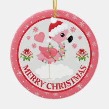 Rosa und rote Weihnachtsfeiertage Flamingo Winter