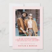 Rosa und Rote Welle Hochzeit speichern das Datum P Einladung (Rückseite)