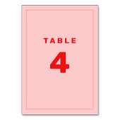 Rosa und Rote Wes Anderson Inspirierte Tischnummer (Vorderseite)