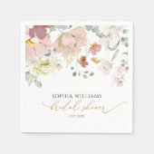 Rosa und rote Wildblumen Brautparty Napkins Serviette (Vorderseite)