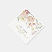 Rosa und rote Wildblumen Brautparty Napkins Serviette (Ecke)