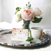 Rosa und Rote Wildblumen Danke Karte