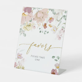 Rosa und rote Wildblumen Duschfavoriten Zeichen Sockelschild