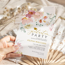 Rosa und rote Wildblumen Einladung zur Graduierung