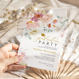 Rosa und rote Wildblumen Einladung zur Graduierung