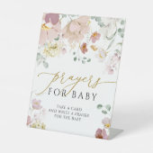 Rosa und rote Wildblumen Gebete für Baby-Signatur Sockelschild (Vorderseite)