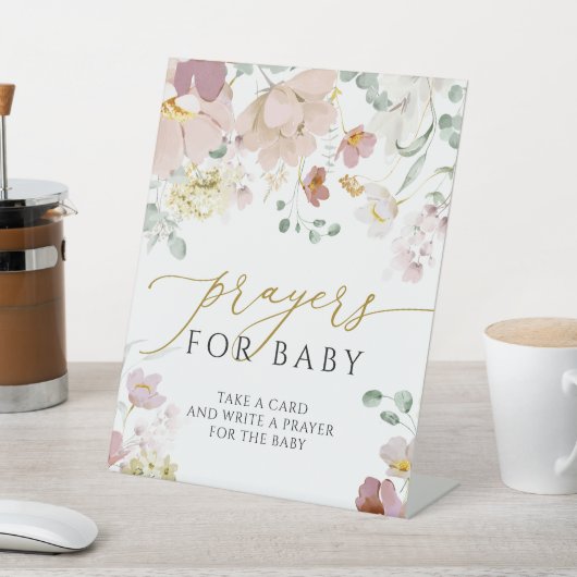 Rosa und rote Wildblumen Gebete für Baby-Signatur Sockelschild (In SItu)