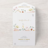 Rosa und Rote Wildblumen Hochzeit All In One Einladung (Außenbereich)