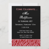 Rosa und rote Zebrastreifen - 40. Geburtstag Einladung (Rückseite)