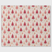 Rosa und roter Baum Wintermuster Geschenkpapier (Flach)