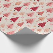 Rosa und roter Baum Wintermuster Geschenkpapier (Ecke)