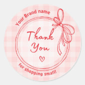 Rosa und Roter Bogen Vielen Dank für Ihr Business  Runder Aufkleber (Vorderseite)