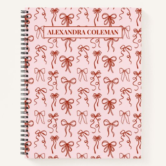 Rosa und Roter Bow Ästhetische Koquette Notizblock (Vorderseite)