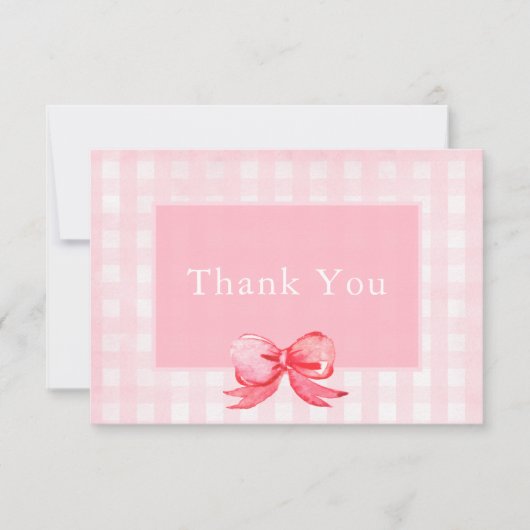 Rosa und Roter Bow Gingham Vielen Dank Dankeskarte (Vorderseite)