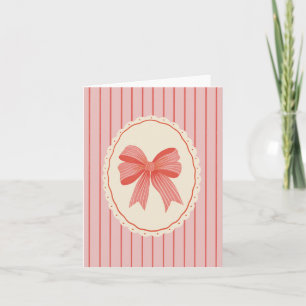 Rosa und Roter Bow Grandmillennial Blank Falten Xm Feiertagskarte