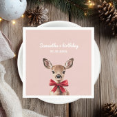 Rosa und Roter Deer Napkin | Birthday Party Serviette