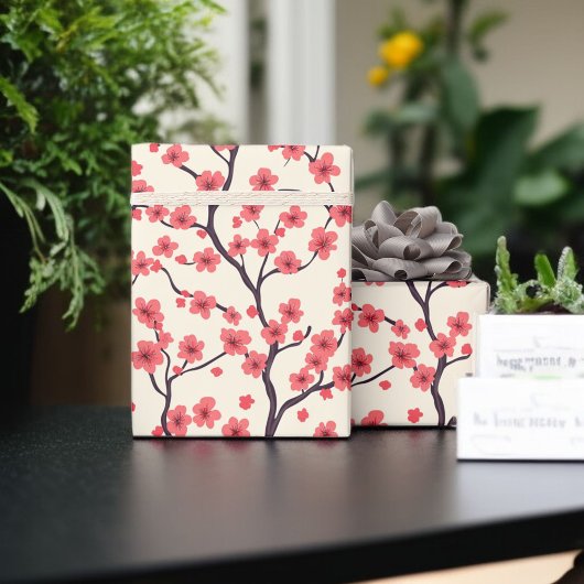 Rosa und Roter Kirschblossom Geschenkpapier