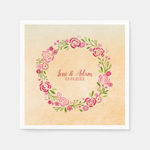 Rosa und roter Kranz mit Blätter Serviette