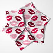 Rosa und roter Lipstick Kisses Pattern Stoff