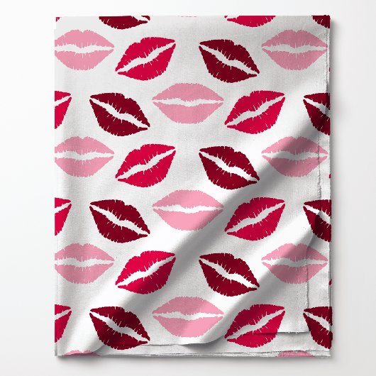 Rosa und roter Lipstick Kisses Pattern Stoff